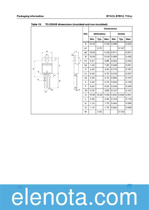 BTA12 BTB12 Datasheet PDF 139 KB STMicroelectronics Pobierz Z