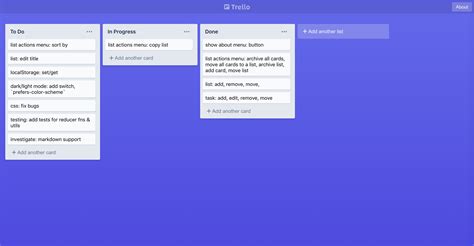 Github Nhsz Trello Clone An Attempt To Mimic The Ui And Main