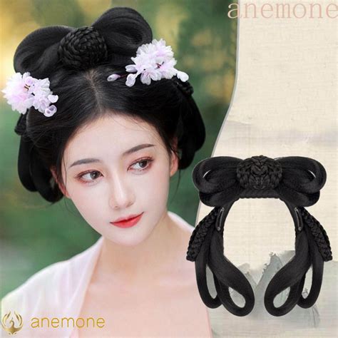 Anemone Hanfu Wig Headband Fluffy Black Natural Women Synthetic Ancient