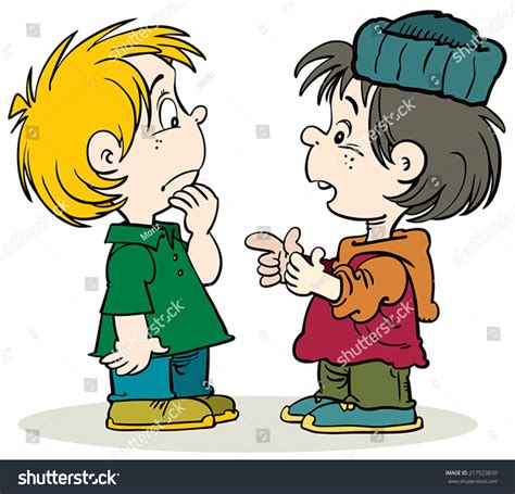 Cartoon Illustration Two Boys Talking Stock Vector 217523830 Shutterstock