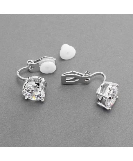 3 Carat Cubic Zirconia Clip On Stud Earrings Bold 9 5mm Round Cut