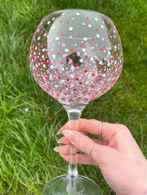 Valentines Confetti Gin Glass Etsy Hand Painted Wine Glasses Diy Hand Painted Wine Glass