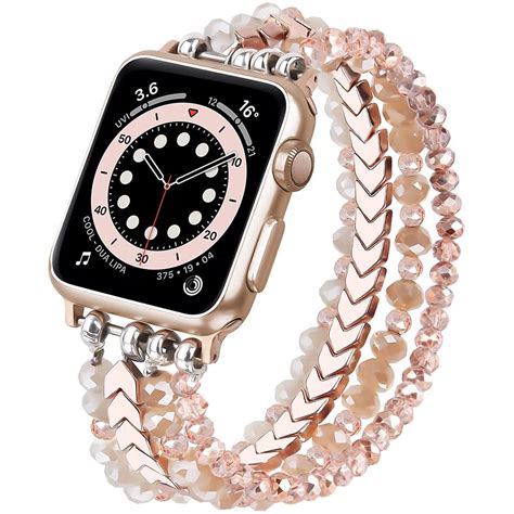 V Moro Beaded Bracelet Apple Watch Band 38 41mm Series Women Fashion Handmade Elastic Stretch