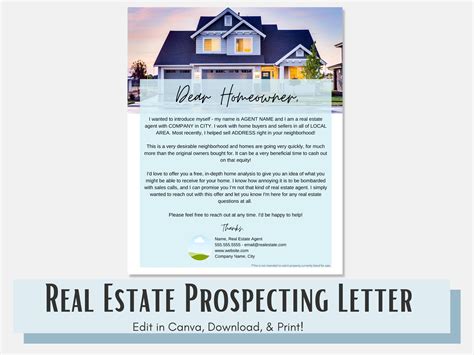 Prospecting Letter - Home Analysis Mailer for Real Estate - Edit and