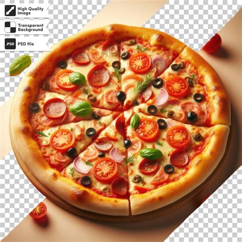 Premium Psd Psd Pizza With Salami And Tomatoes On Transparent Background