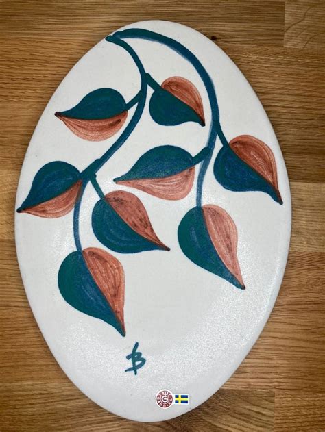 Large Oval Vintage Gabriel Studio Sweden Ceramic Wall Plaque Hand