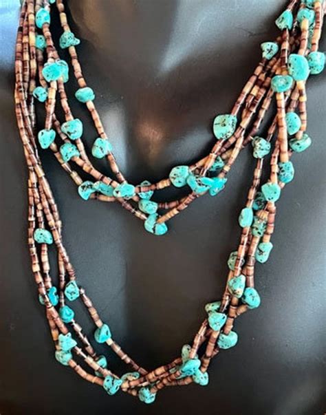 4 Strand Turquoise Nugget Native American Necklace Gem