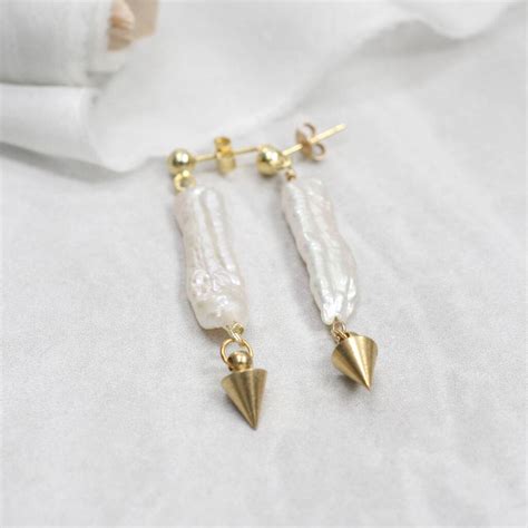 Keshi Pearl And Gold Spike Earrings By Magpie Living