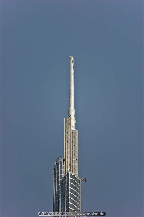 Photo Of Top Of Burj Khalifa With Finishing Spire Burj Khalifa Dubai