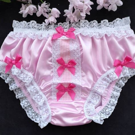 Baby Pink Satin Bikini Style Panties Sissy Knickers With White Etsy
