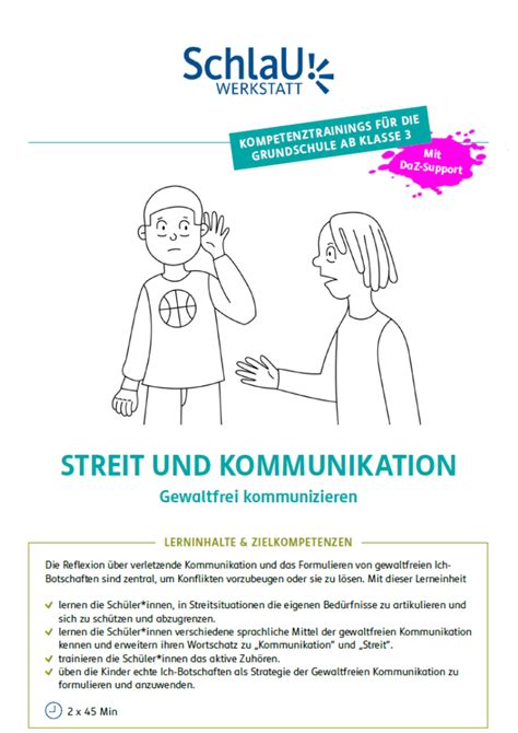 Material Grundschule Streit Kommunikation Konflikte lösen SchlaU