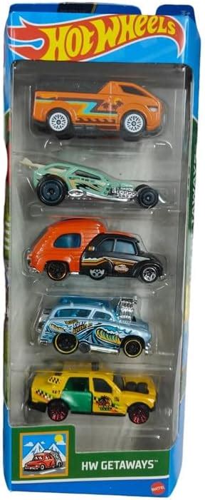 Hot Wheels Car 2024 Hw Getaways Pack Of 5 Time Attaxi Surf Crate Rv