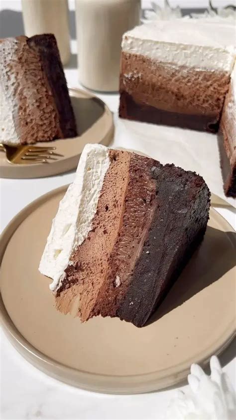 Chocolate Ombre Mousse Cake With Brownie Base From 📌pin To Plate🍰