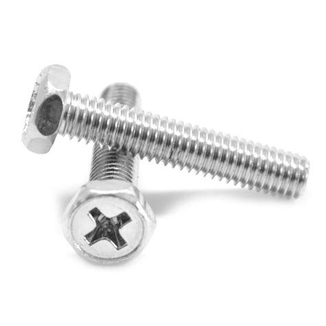 10 32 X 38 Fine Thread Machine Screw Phillips Indented Hex Head Low Carbon Steel Zinc Plated