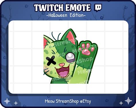 Twitch Emote Cute Zombie Cat Hi Hello Waving Emotes Etsy In