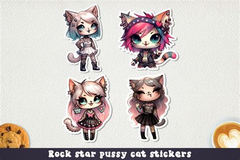 Rock Star Pussy Cat Stickers Png
