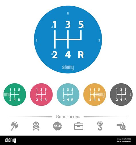 Iconos Blancos Planos De Cambio De Marchas Manual De Cinco Velocidades