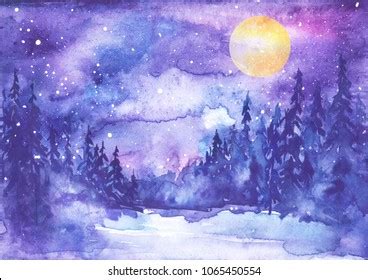 Watercolor Winter Sky Images, Stock Photos & Vectors | Shutterstock