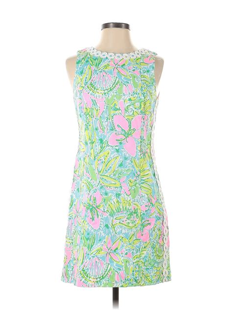 Lilly Pulitzer 100 Cotton Multi Color Green Casual Dress Size 4 66