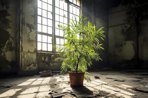 Premium AI Image | Thriving Forgotten Plant in Empty Room