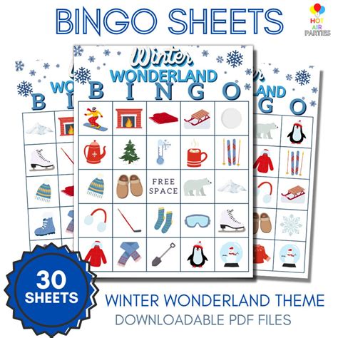 Winter Wonderland Printabledownloadable Bingo Game Winter Themed Bingo