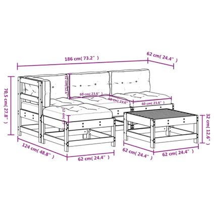 VidaXL Loungeset Grenenhout Zwart Modulair 5 Zits