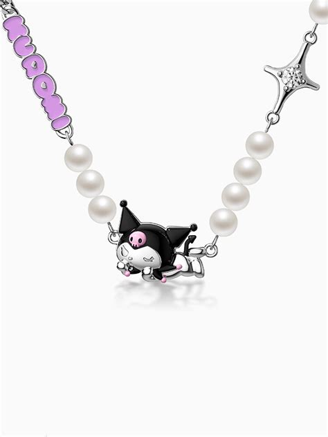 Kuromi Silver Beads And Letters Necklace