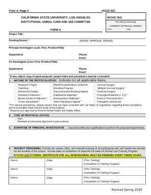 IACUC Application ProcessCal State LA Doc Template PdfFiller