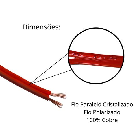 Rolo Fio Bicolor Cristal X Mm Cabo Paralelo Polarizado Ntv