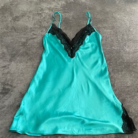 Victoria S Secret Intimates Sleepwear Victorias Secret Teal Slip Nightie Lingerie Baby