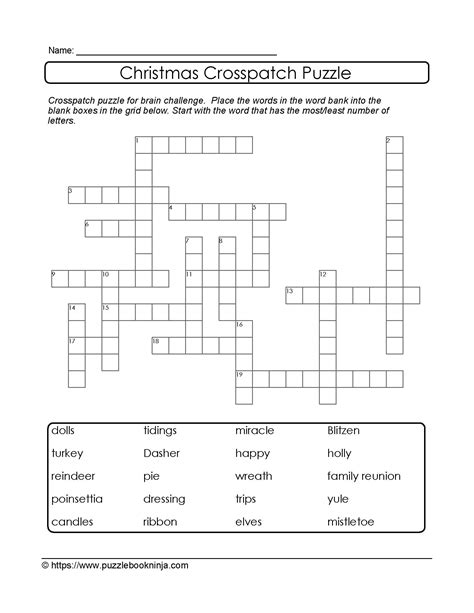 Freebie Xmas Puzzle To Print. Fill In The Blanks Crossword Like - Blank ...