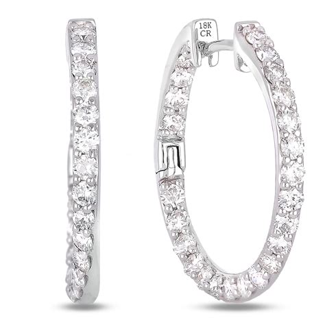 242 Carat Tw Eternity Diamond Hoop Earrings In 18k White Gold Lugaro