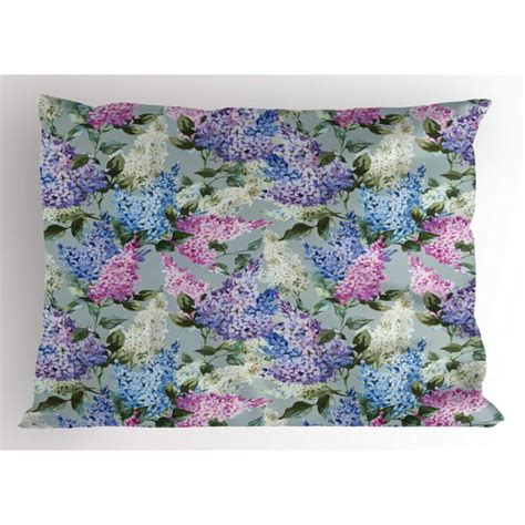 Mauve Pillow Sham Various Mix Hyacinth Garden With Flowers And Leaf