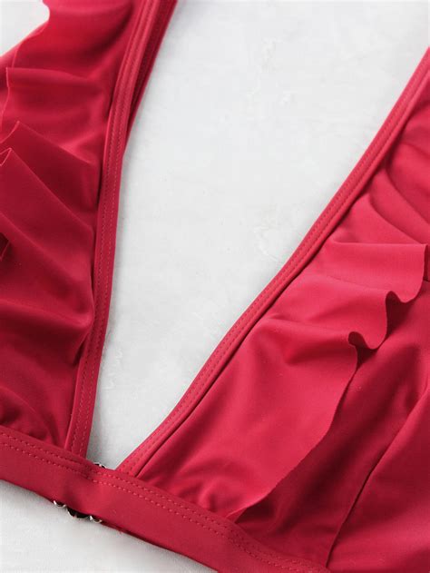 Sets De Bikini Fruncido Escote V Profundo Spanish SheIn Sheinside