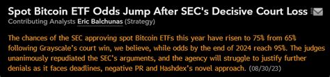 Bloomberg Analysts Boost Spot Bitcoin Etf Approval Odds After Grayscale