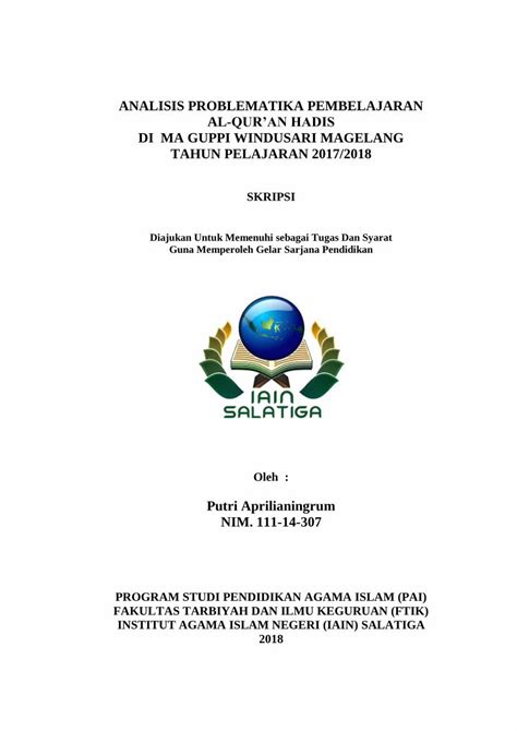 Pdf Analisis Problematika Pembelajaran Al Qur’an Hadis Di E Repository Perpus Iainsalatiga Ac