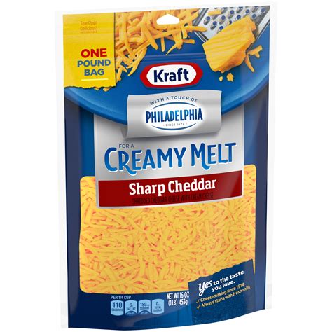 Kraft Shredded Sharp Cheddar Cheese With A Touch Of Philadelphia 16