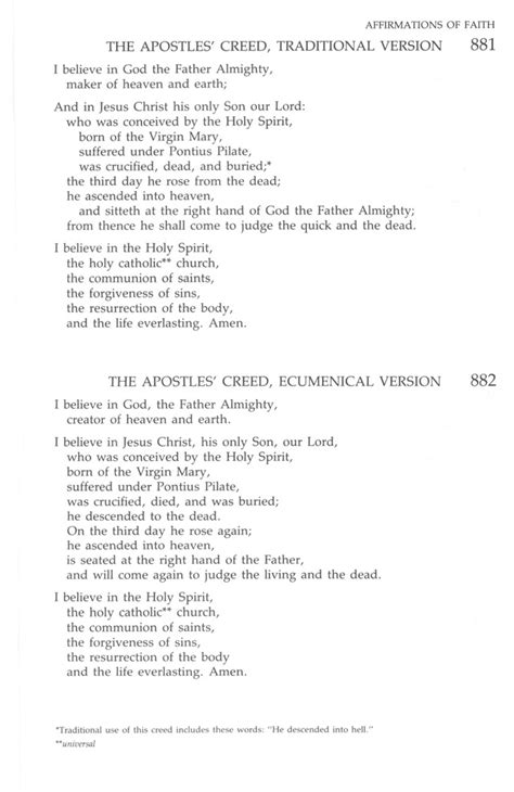 Apostles Creed Methodist