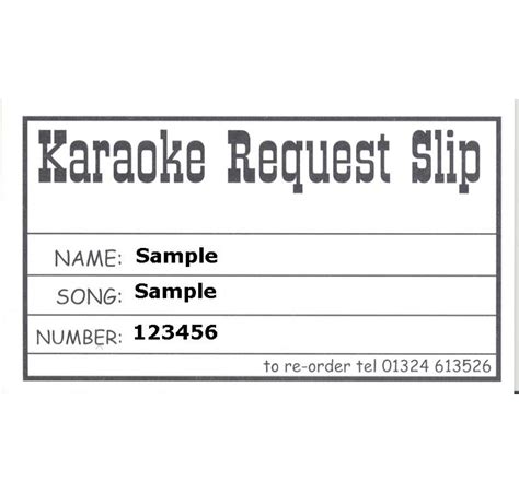 Karaoke Song Request Slips - 50 Pads 5000 Slips