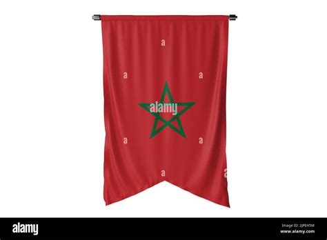 Realistic Waving Fabric Flag Crumpled Fabric Flag Of Morocco Intro