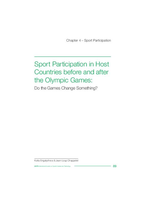 Pdf Sport Participation In Host Countries Before 89 And After The