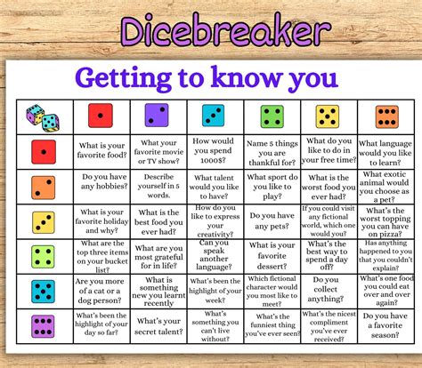 Dicebreaker Roll and Tell Game, Back to School, Icebreaker Activity for