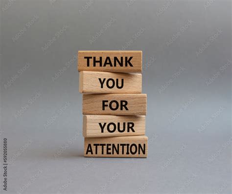 Attention Symbol Wooden Blocks With Words Thank You For Your Attention