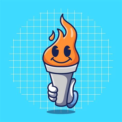 Ilustración de vector de antorcha de mano estilo retro de dibujos