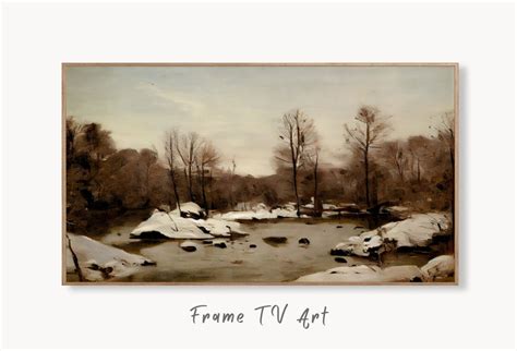 Samsung Frame TV Art 4K Winterwald Vintage Landschaftsmalerei