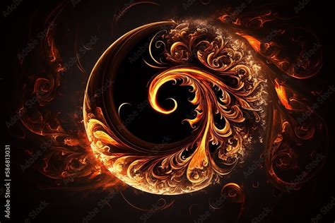 Fire flames swirl on black background. Flames of fire dark background. Generative AI Stock ...