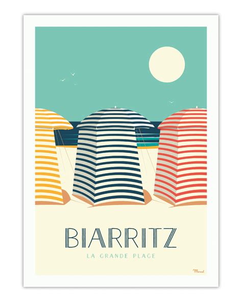 Affiche 50x70 Marcel Biarritz Les Tentes Taille 30 X 40 Cm Projekte