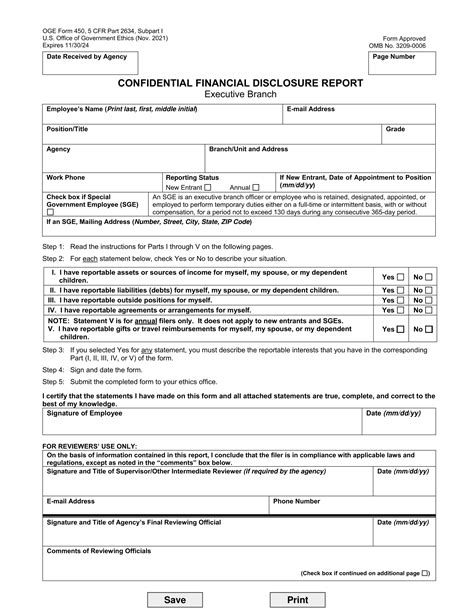 Oge Optional Form 450 A Fillable Printable Forms Free Online