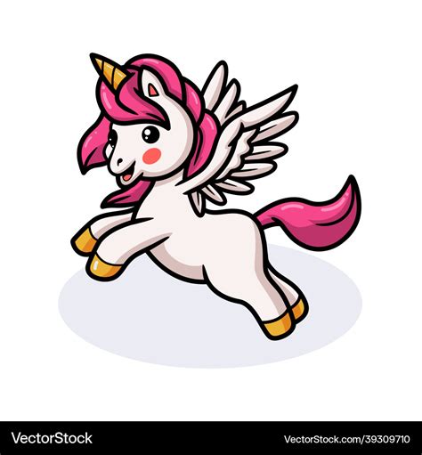 Cute baby unicorn cartoon jumping Royalty Free Vector Image