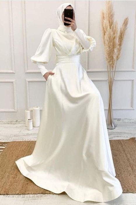 Soft Satin Long Wedding Dress For Muslim Bride Tanya Bridal